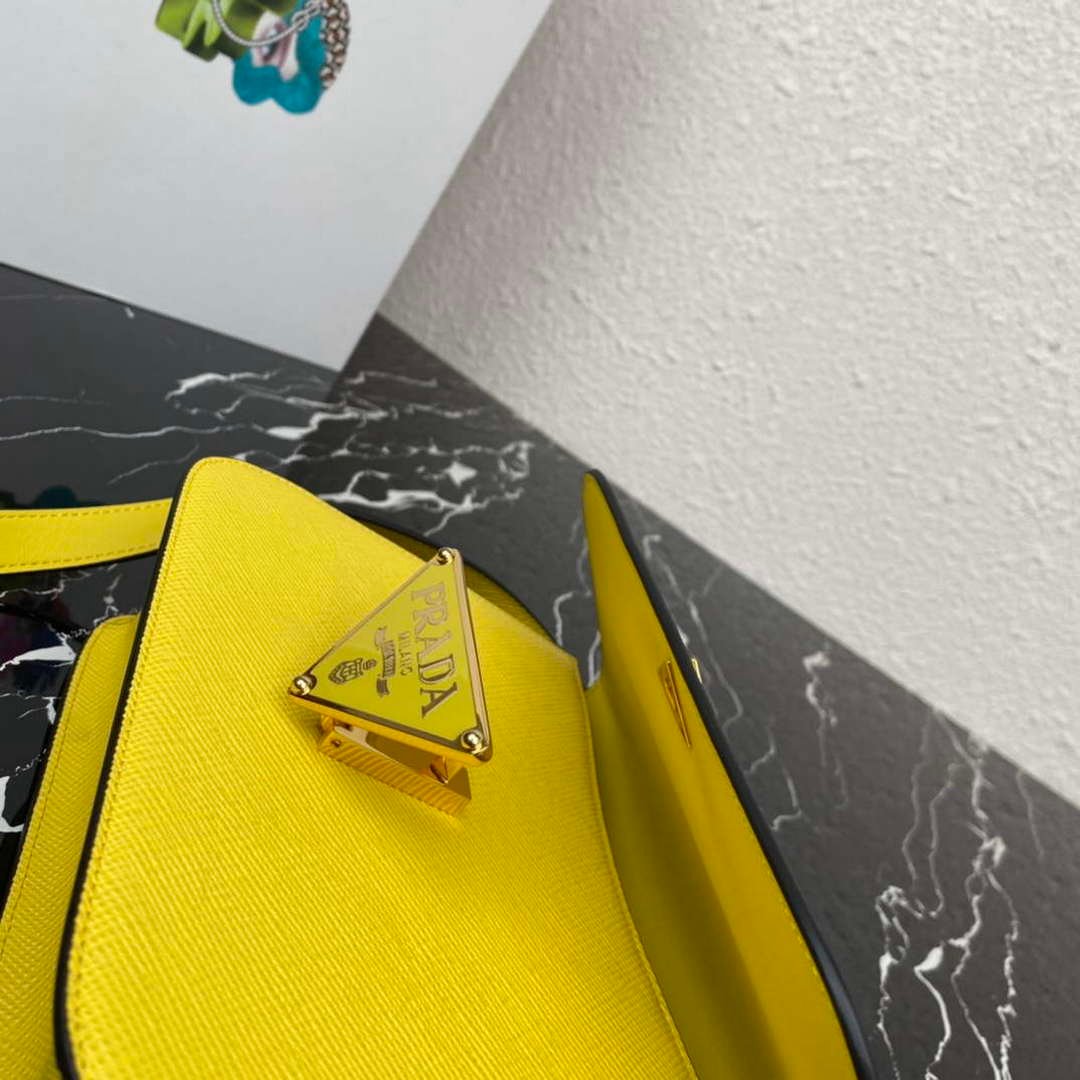 Prada 1BD320 Prada Emblème Saffiano Shoulder Bag Yellow