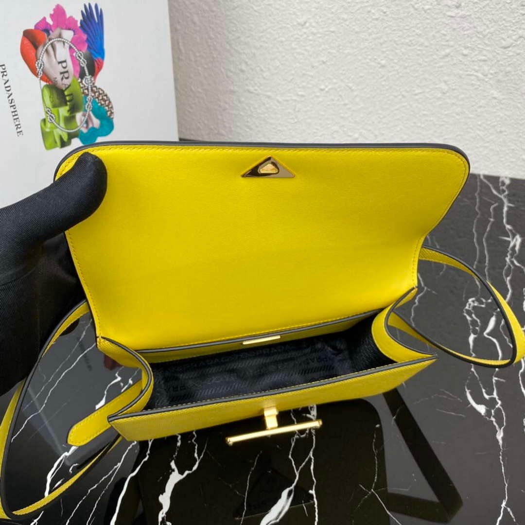Prada 1BD320 Prada Emblème Saffiano Shoulder Bag Yellow