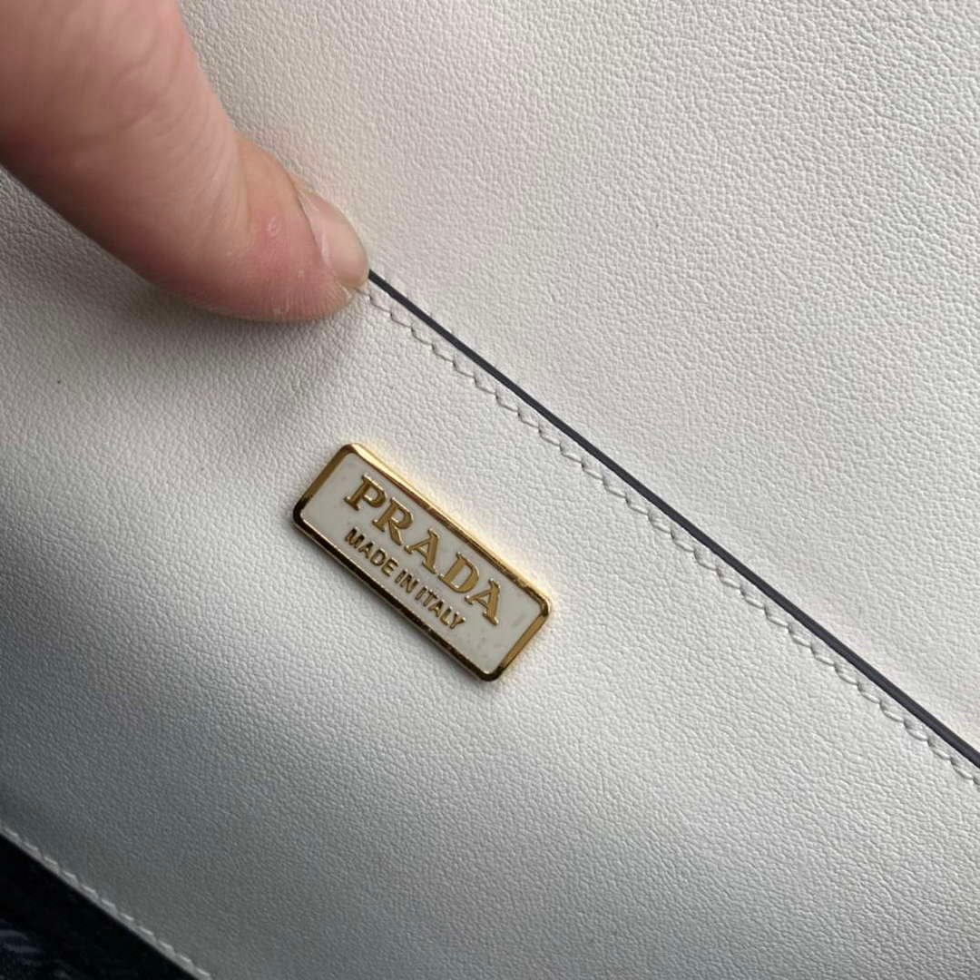 Prada 1BD320 Prada Emblème Saffiano Shoulder Bag White