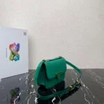 Prada 1BD320 Prada Emblème Saffiano Shoulder Bag Green