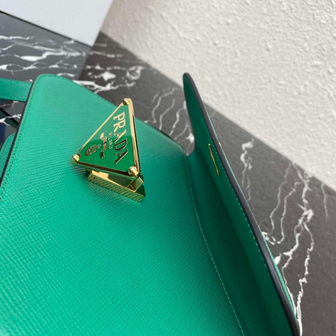 Prada 1BD320 Prada Emblème Saffiano Shoulder Bag Green
