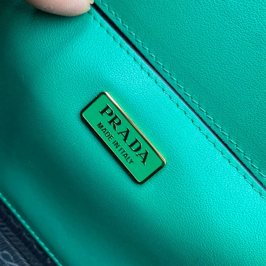 Prada 1BD320 Prada Emblème Saffiano Shoulder Bag Green