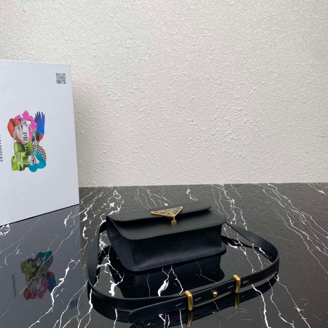 Prada 1BD320 Prada Emblème Saffiano Shoulder Bag Black