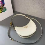 Prada 1BC194 Prada Arqué Leather Shoulder Bag White