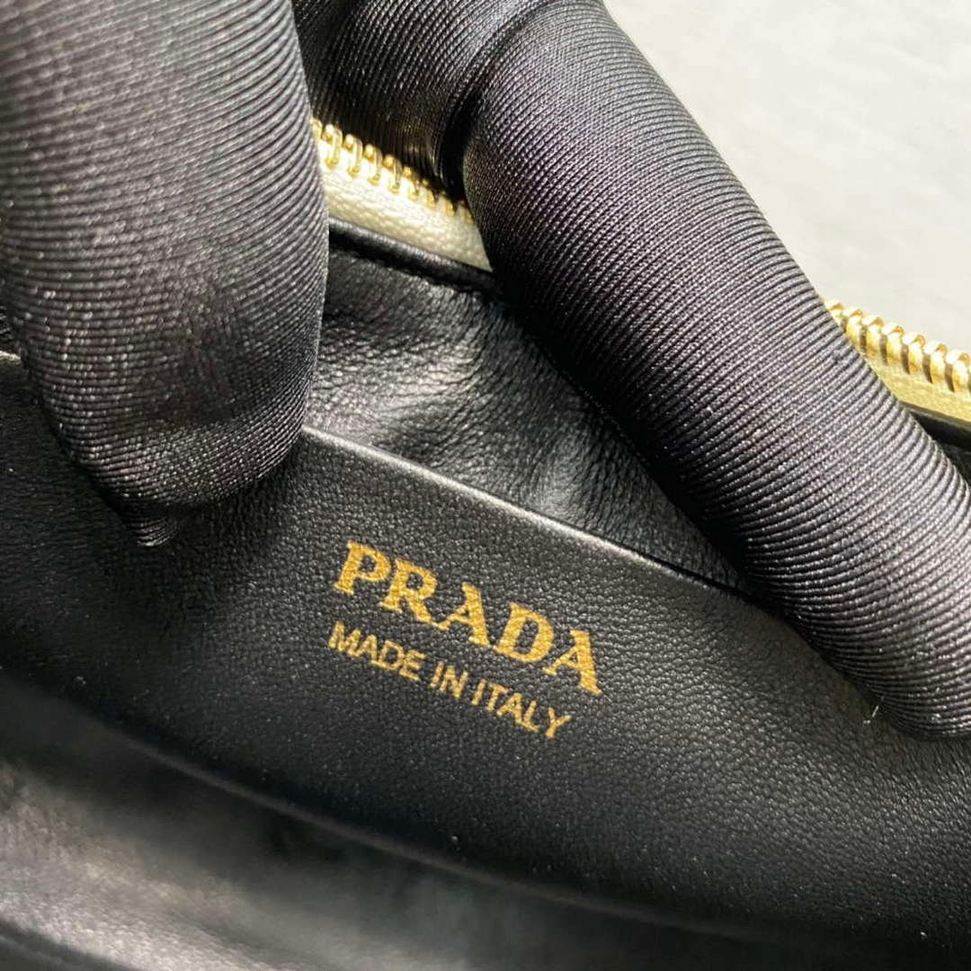 Prada 1BC194 Prada Arqué Leather Shoulder Bag White