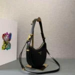 Prada 1BC194 Prada Arqué Leather Shoulder Bag Black