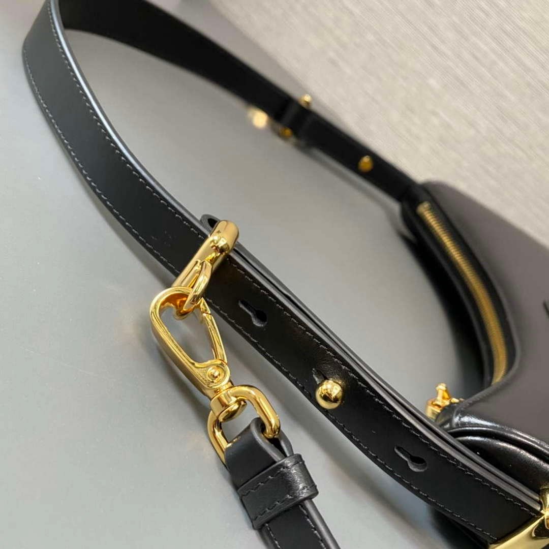 Prada 1BC194 Prada Arqué Leather Shoulder Bag Black