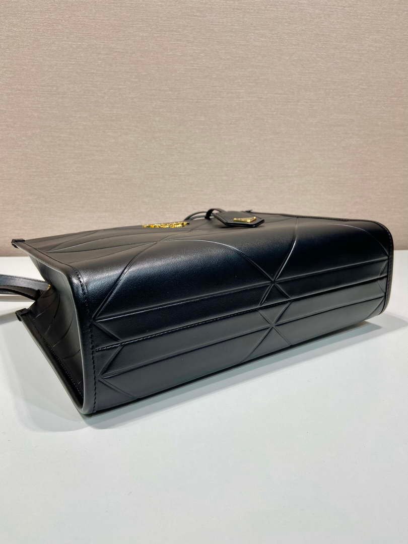 Replica Prada 1BA379 Small leather Prada Symbole bag with topstitching Black
