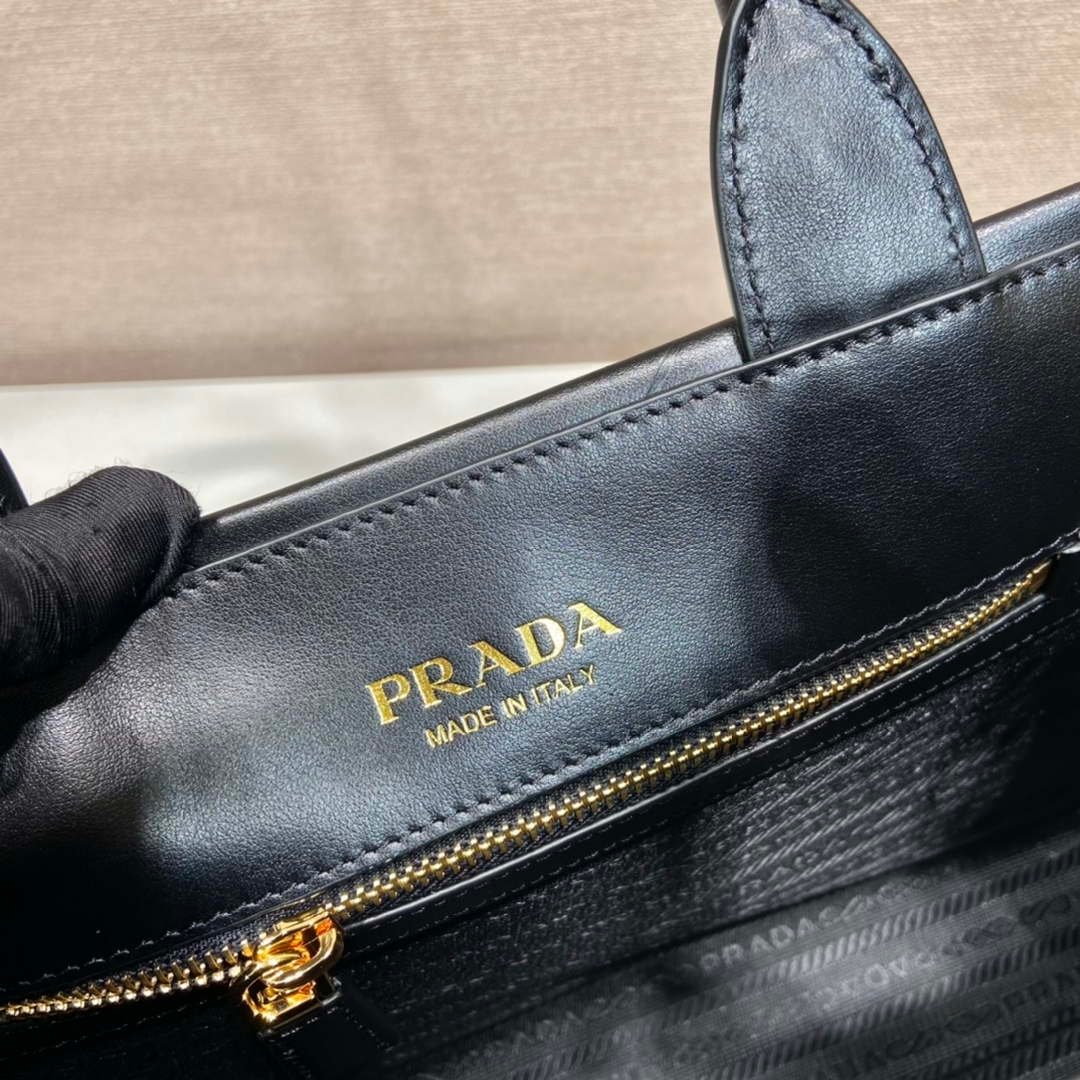 Replica Prada 1BA379 Small leather Prada Symbole bag with topstitching Black