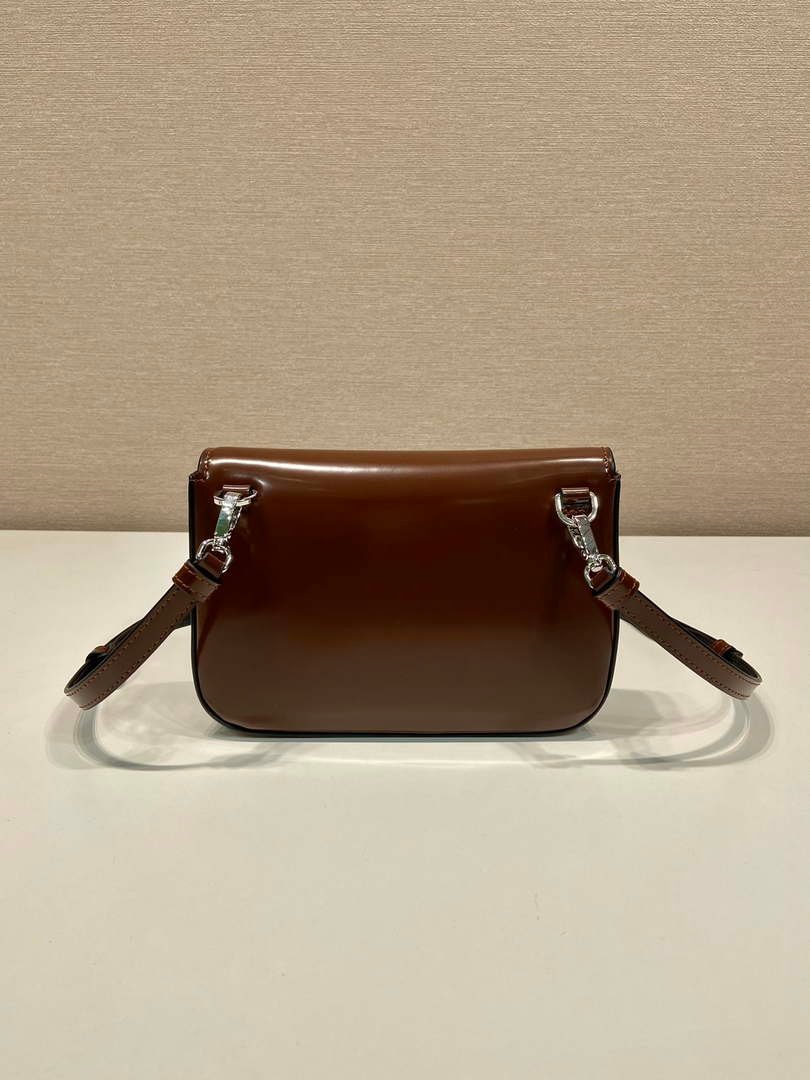 Prada 2VD061 Black Brushed Leather Mini-bag With Shoulder Strap Brown