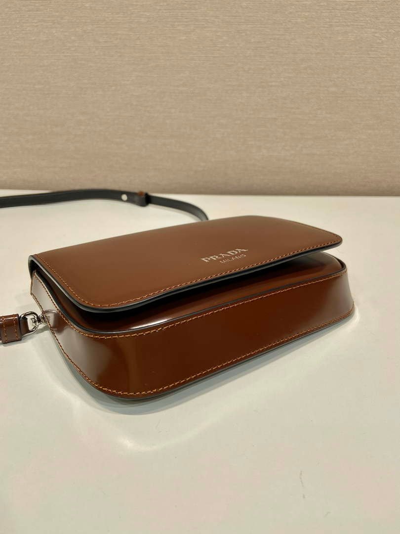 Prada 2VD061 Black Brushed Leather Mini-bag With Shoulder Strap Brown