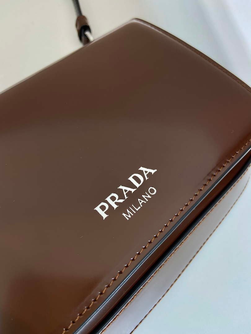Prada 2VD061 Black Brushed Leather Mini-bag With Shoulder Strap Brown