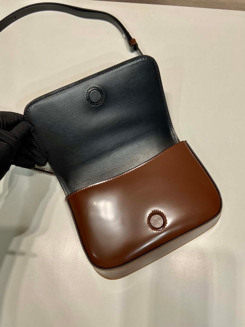 Prada 2VD061 Black Brushed Leather Mini-bag With Shoulder Strap Brown