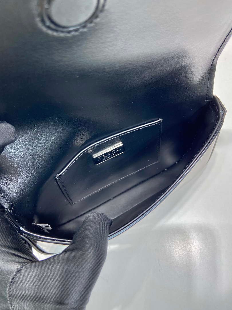 Prada 2VD061 Black Brushed Leather Mini-bag With Shoulder Strap Brown