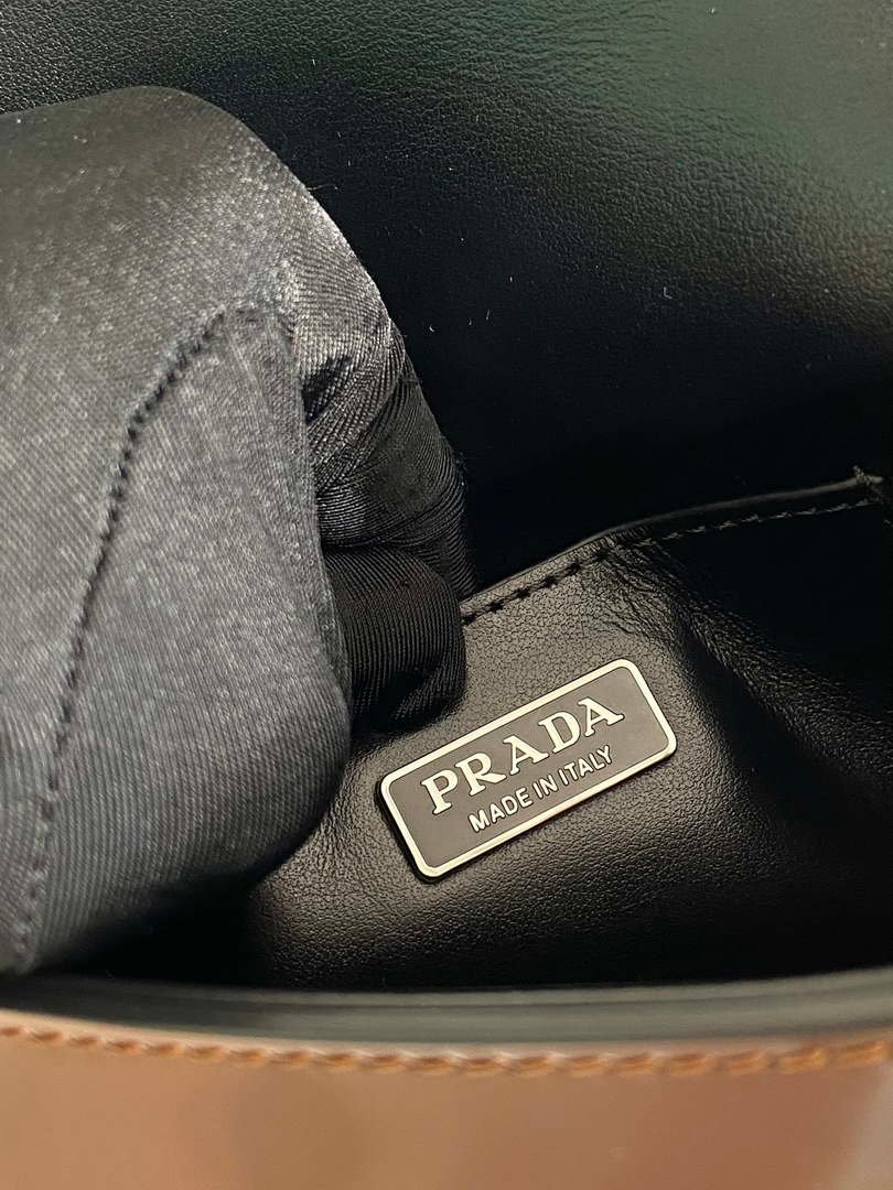 Prada 2VD061 Black Brushed Leather Mini-bag With Shoulder Strap Brown