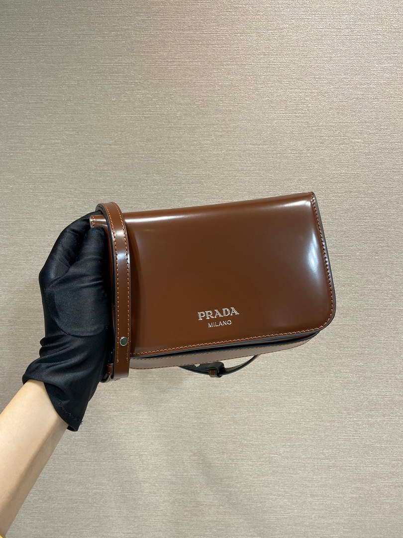 Prada 2VD061 Black Brushed Leather Mini-bag With Shoulder Strap Brown