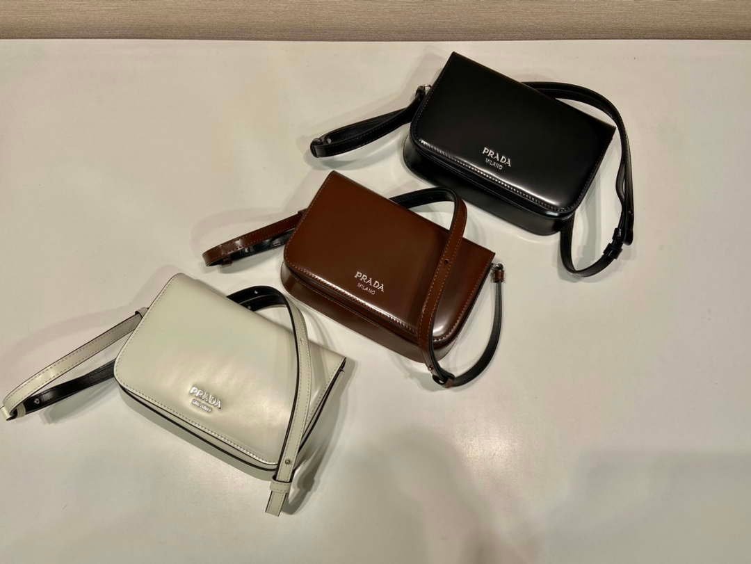 Prada 2VD061 Black Brushed Leather Mini-bag With Shoulder Strap Brown