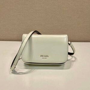 Prada 2VD061 Black Brushed Leather Mini-bag With Shoulder Strap White
