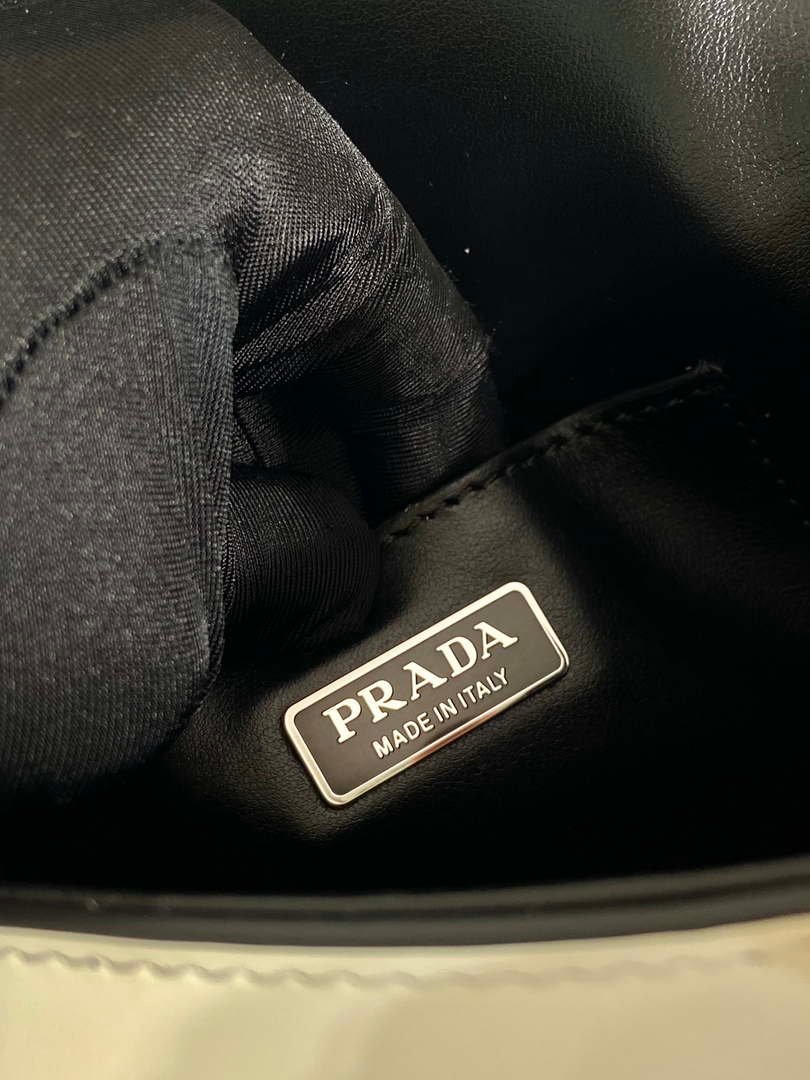 Prada 2VD061 Black Brushed Leather Mini-bag With Shoulder Strap White