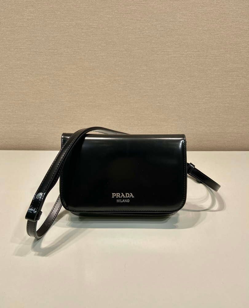 Prada 2VD061 Black Brushed Leather Mini-bag With Shoulder Strap Black