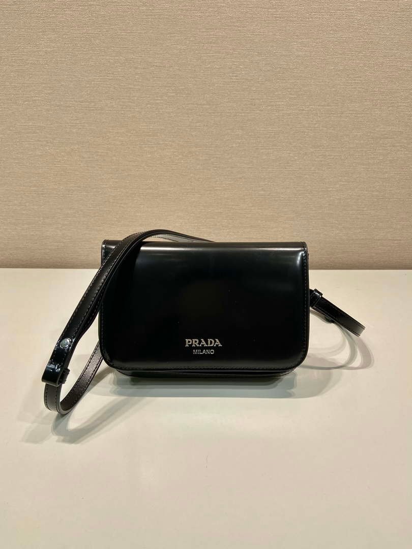 Prada 2VD061 Black Brushed Leather Mini-bag With Shoulder Strap Black