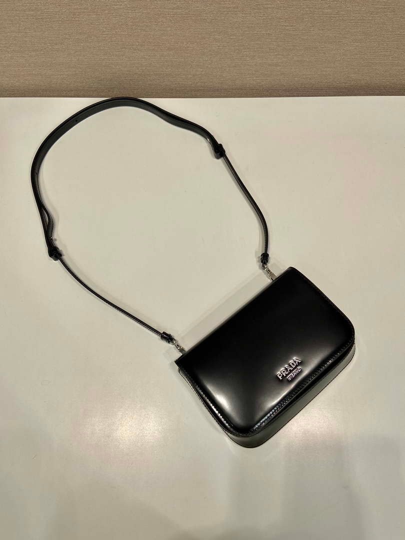 Prada 2VD061 Black Brushed Leather Mini-bag With Shoulder Strap Black