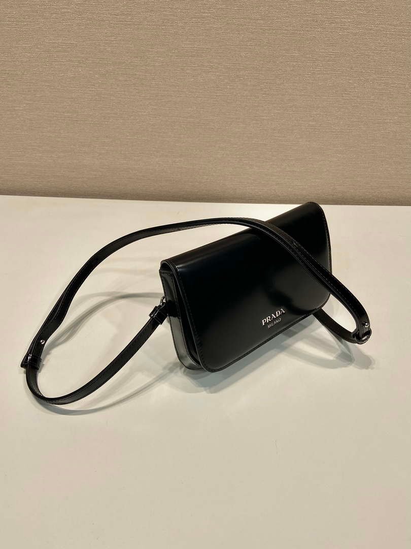 Prada 2VD061 Black Brushed Leather Mini-bag With Shoulder Strap Black