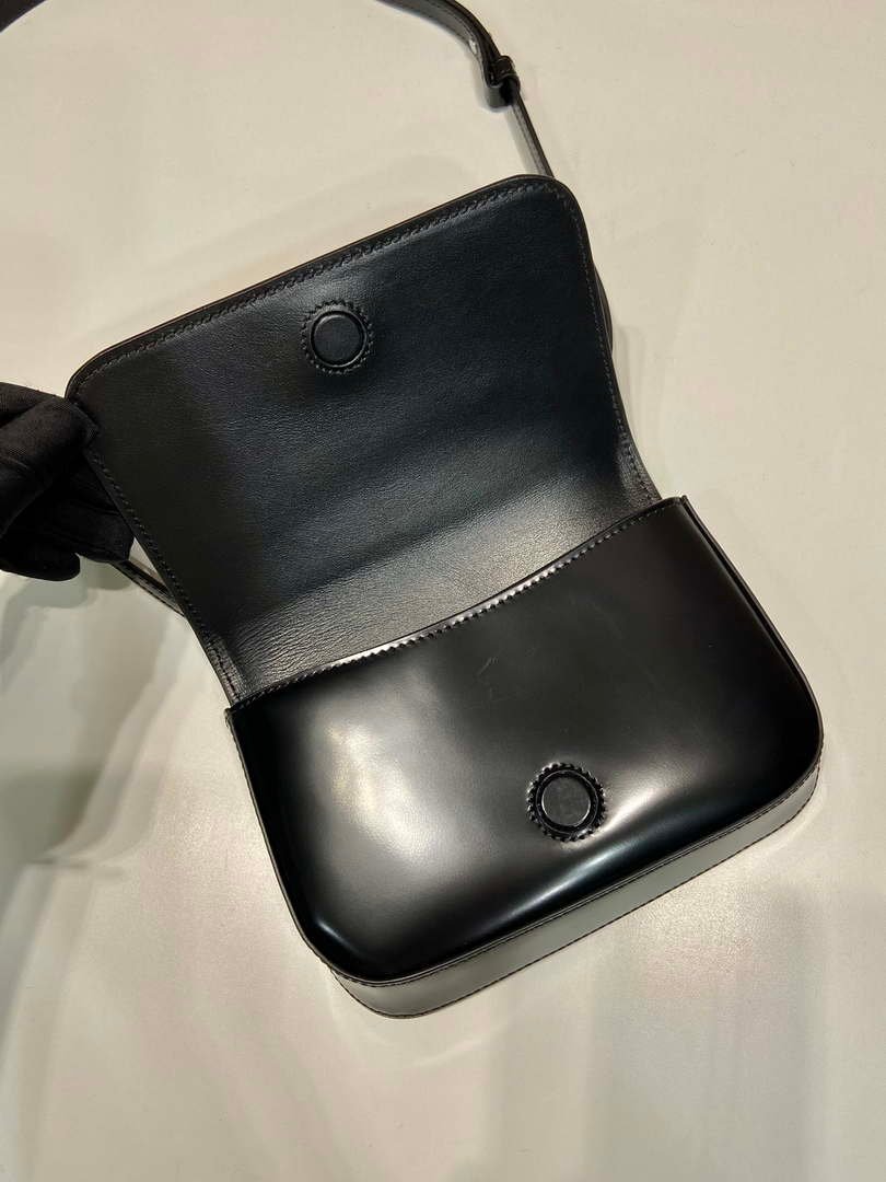 Prada 2VD061 Black Brushed Leather Mini-bag With Shoulder Strap Black