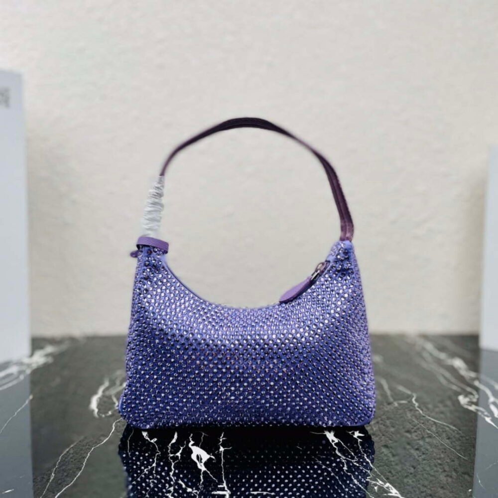 Prada 1NE515 Satin mini-bag with artificial crystals Purple