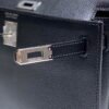 Replica Hermes Evercolor Kelly Danse II 22cm Leather Crossbody Bag H20371 Black Silver