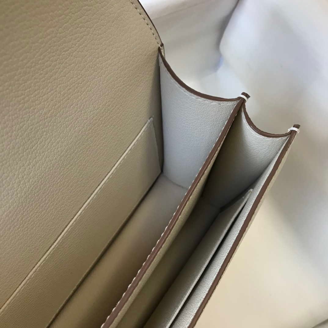 Hermes Constance Shoulder Bags Epsom Leather Silver H28419