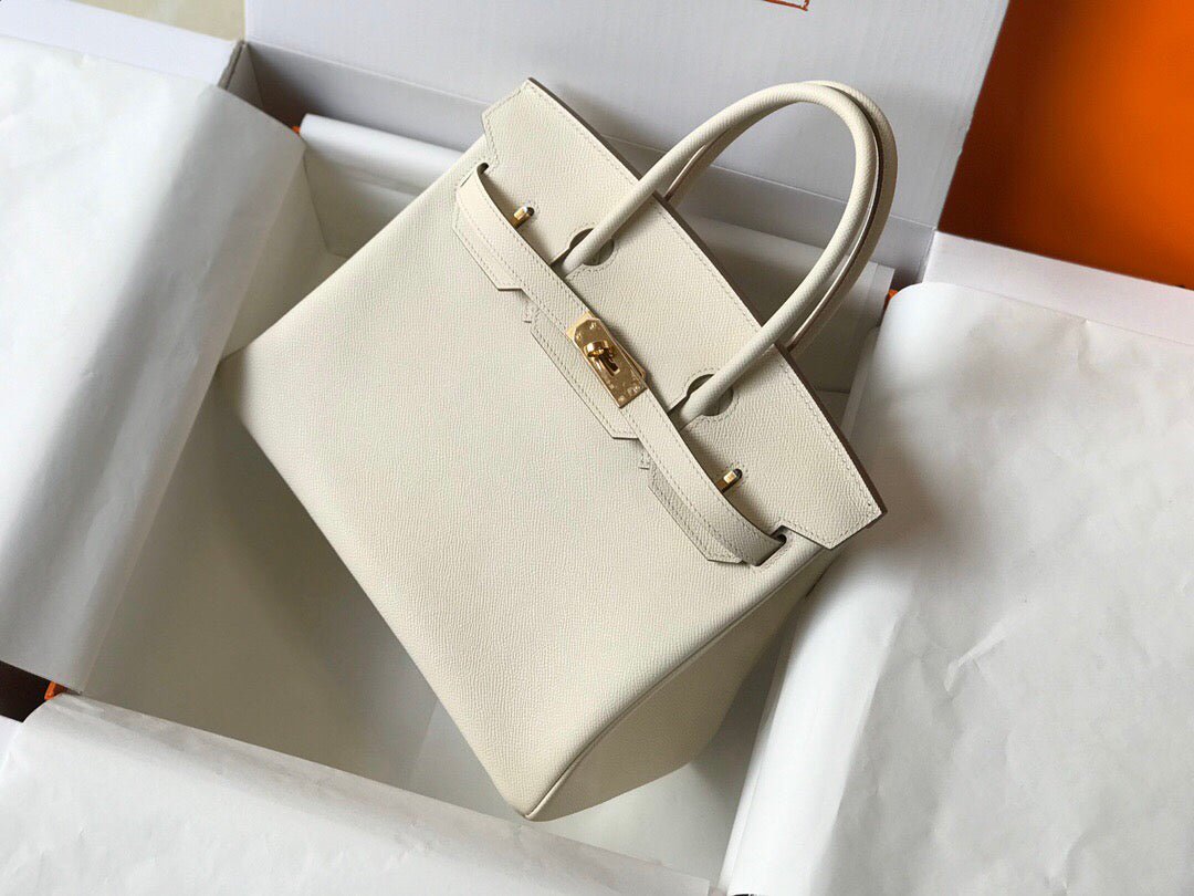 Hermes Birkin Designer Tote Bag Epsom Leather 28355 White