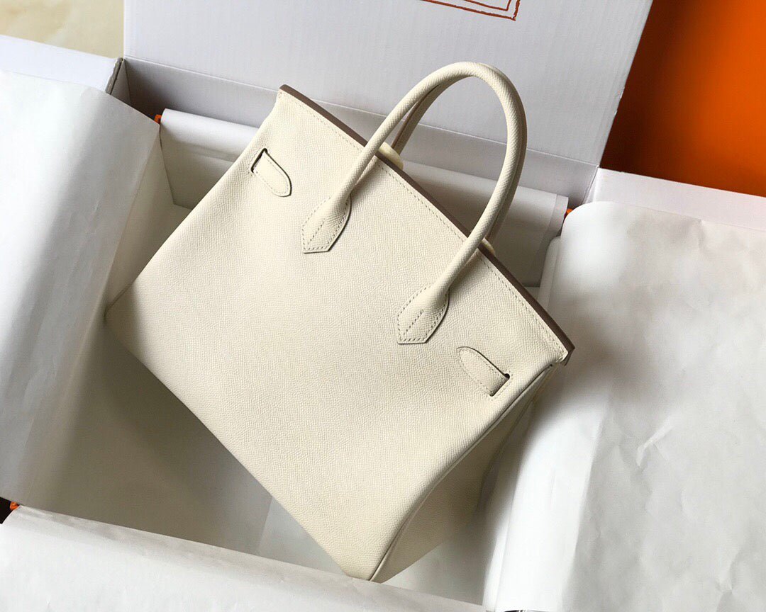 Hermes Birkin Designer Tote Bag Epsom Leather 28355 White