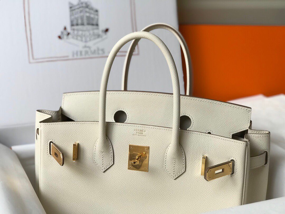 Hermes Birkin Designer Tote Bag Epsom Leather 28355 White