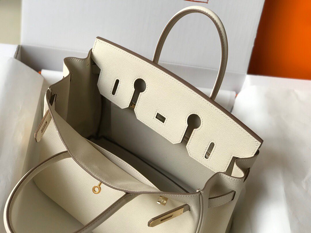 Hermes Birkin Designer Tote Bag Epsom Leather 28355 White