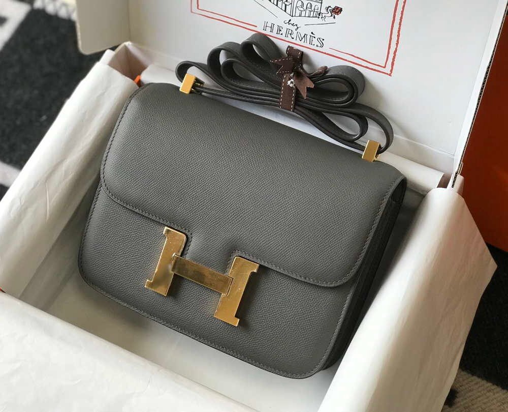Hermes Constance Cross Body Bag Epsom Leather Gold H28402