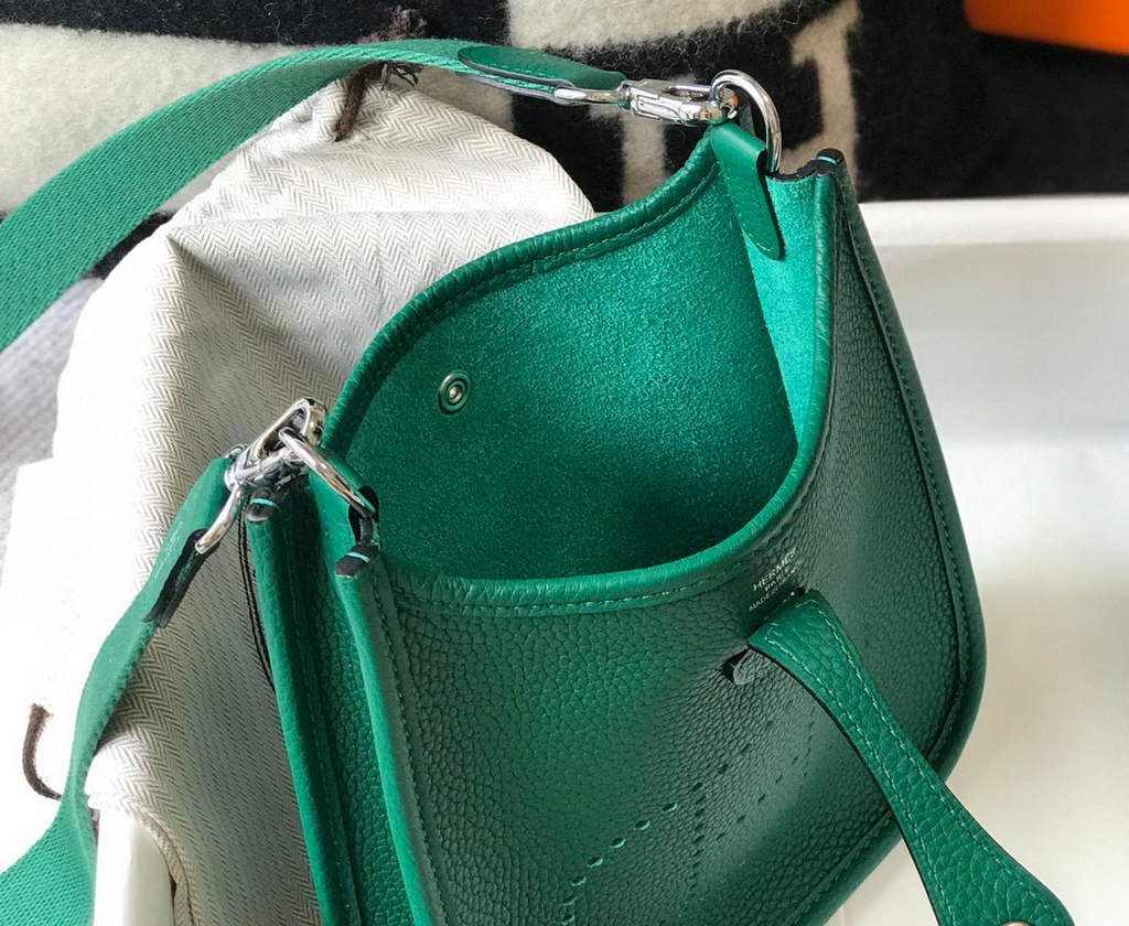 Replica Hermes Evelyne Bag Designer Hermes Mini Crossbody Real Bag 20427 Dark Green