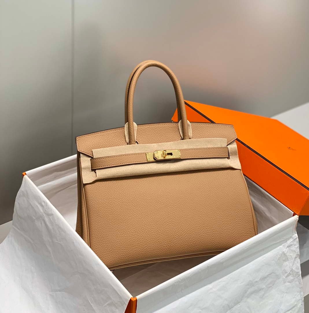 Hermes Birkin Designer Tote Bag Togo Leather 28567 Camel