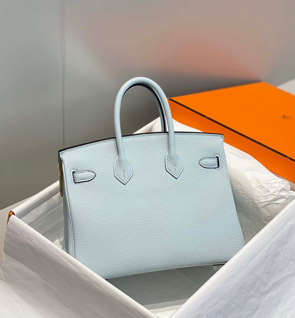 Hermes Birkin Designer Tote Bag Togo Leather 28566 Blue Pale