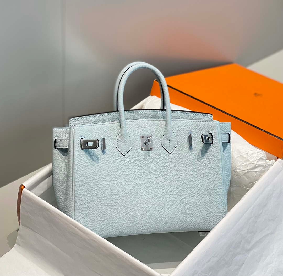Hermes Birkin Designer Tote Bag Togo Leather 28566 Blue Pale