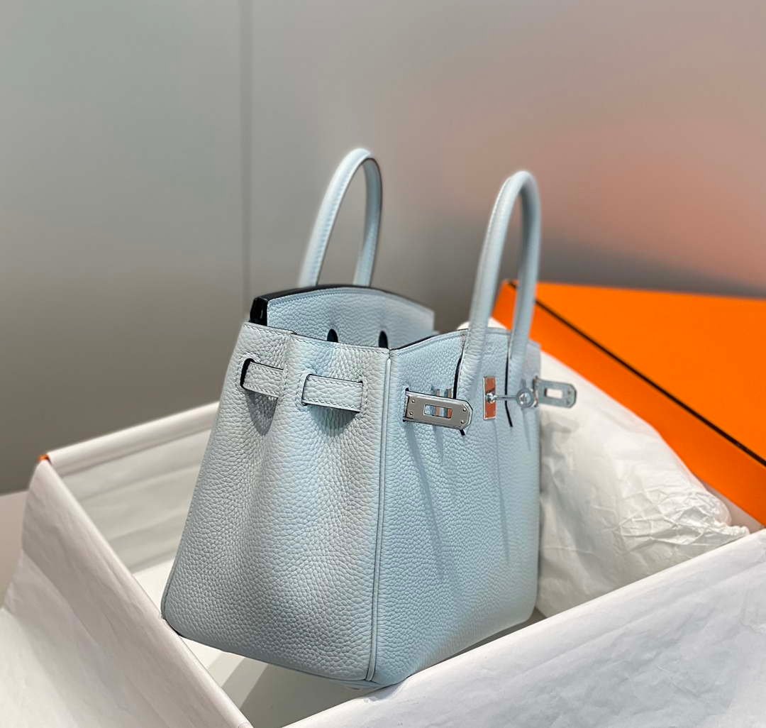 Hermes Birkin Designer Tote Bag Togo Leather 28566 Blue Pale