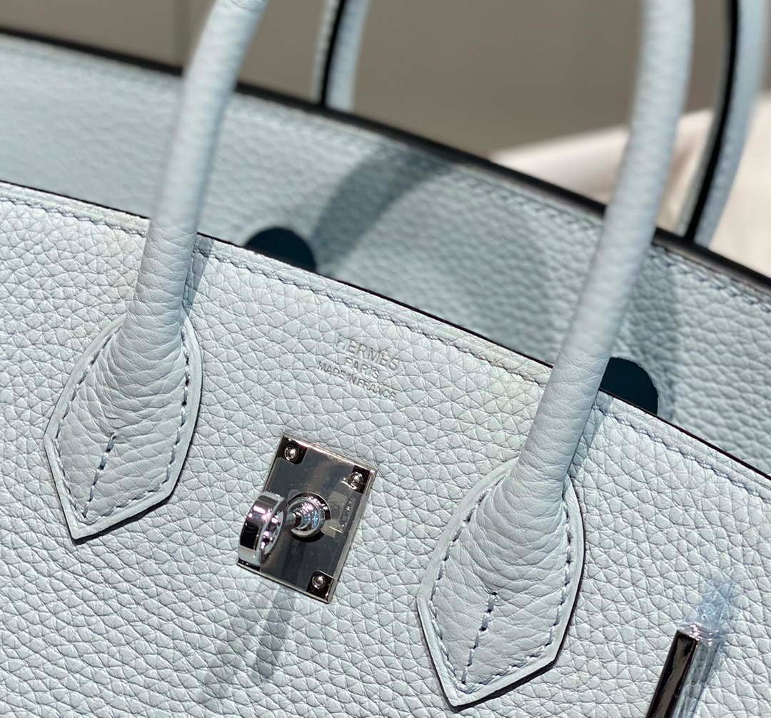 Hermes Birkin Designer Tote Bag Togo Leather 28566 Blue Pale