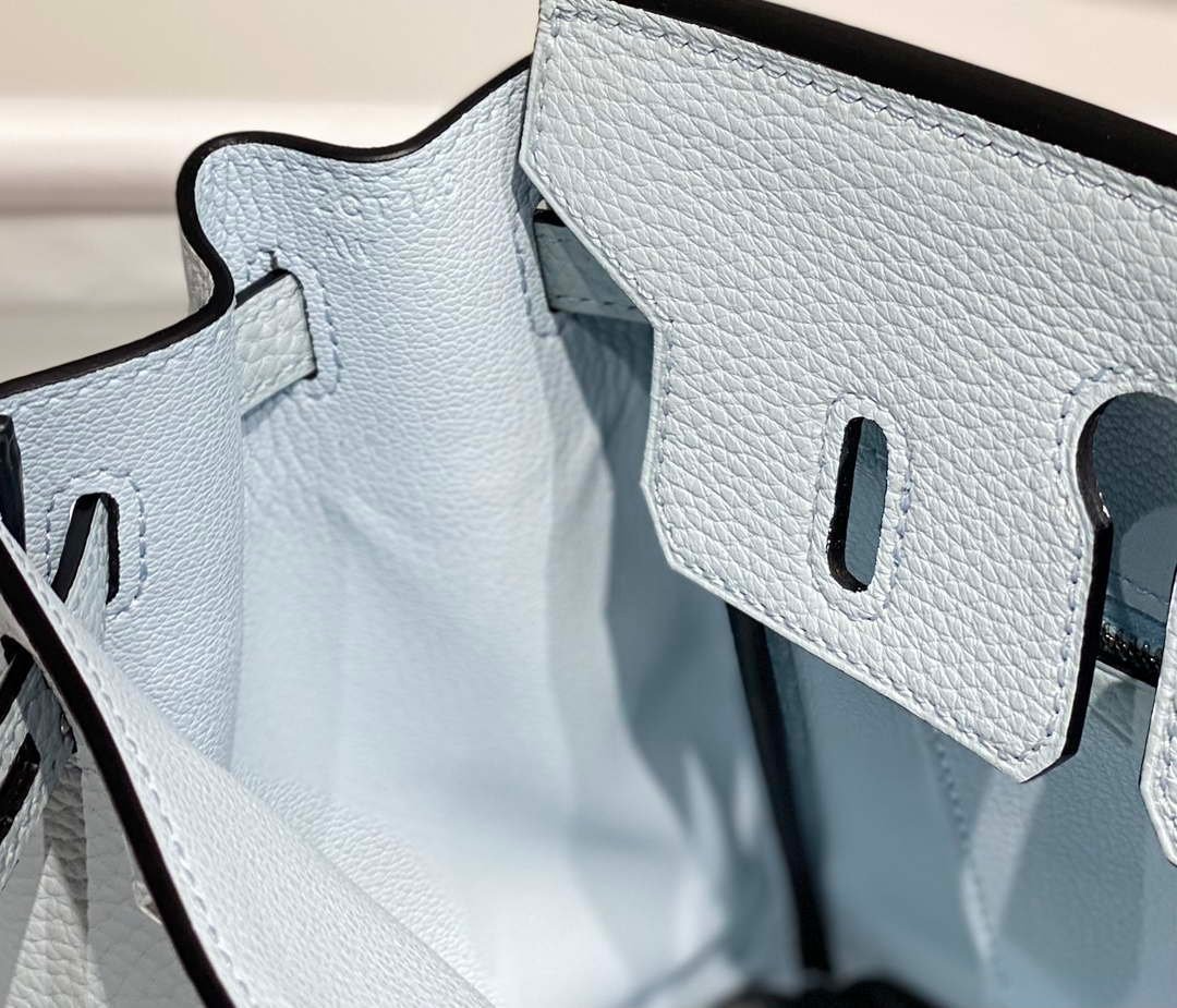Hermes Birkin Designer Tote Bag Togo Leather 28566 Blue Pale