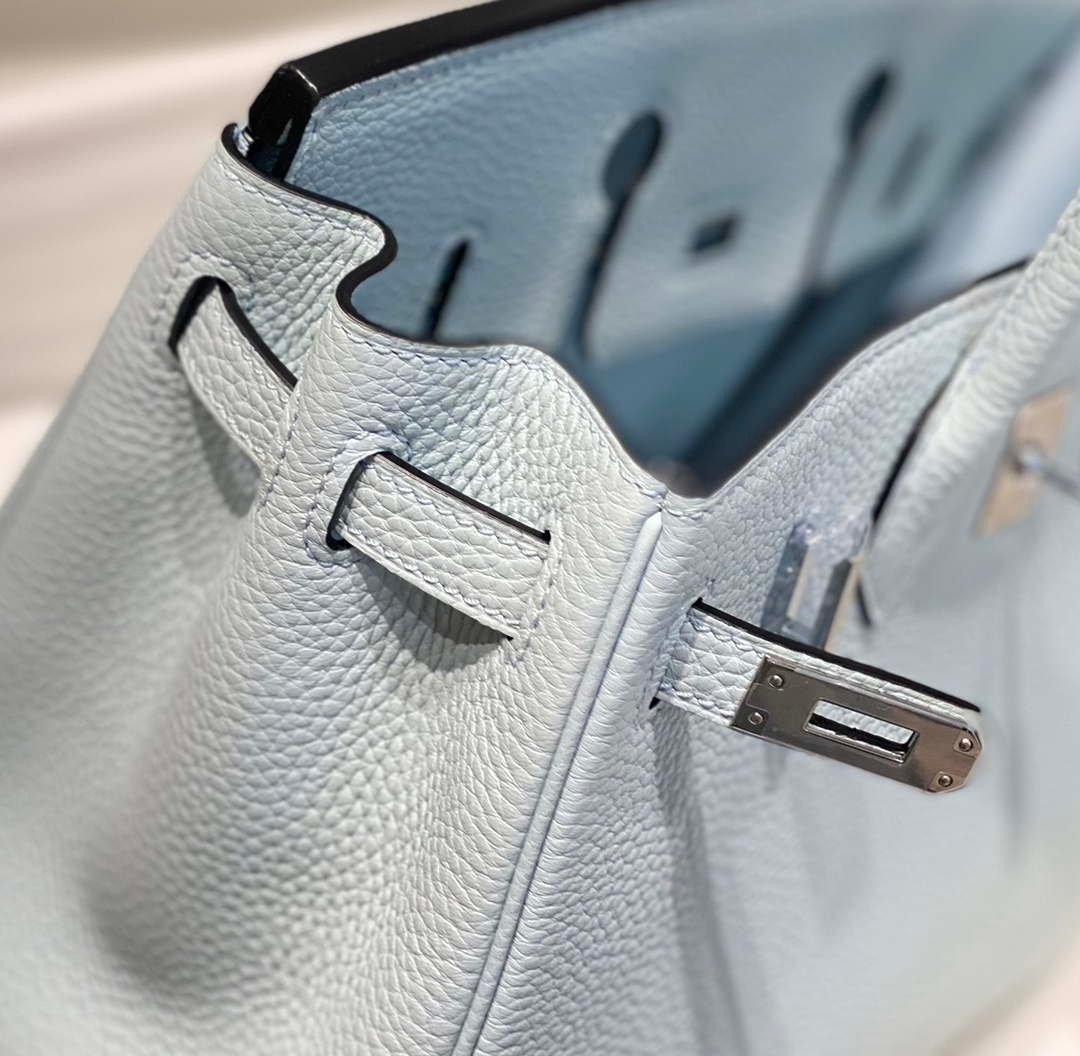 Hermes Birkin Designer Tote Bag Togo Leather 28566 Blue Pale