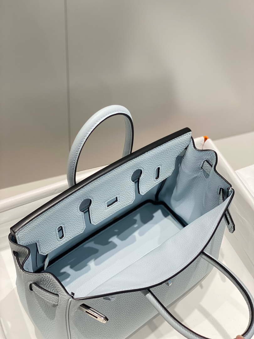 Hermes Birkin Designer Tote Bag Togo Leather 28566 Blue Pale
