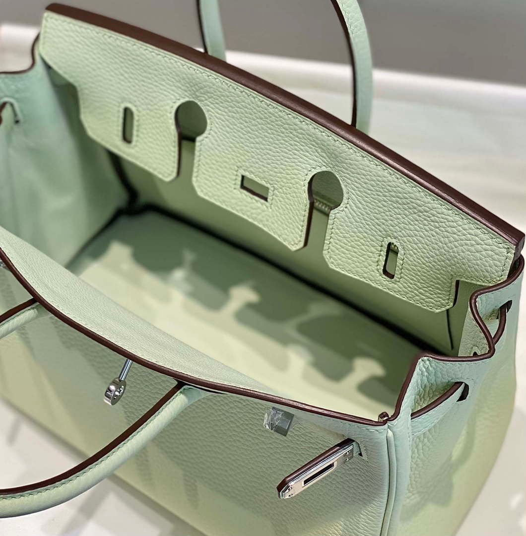 Hermes Birkin Designer Tote Bag Togo Leather 28565 bubble green