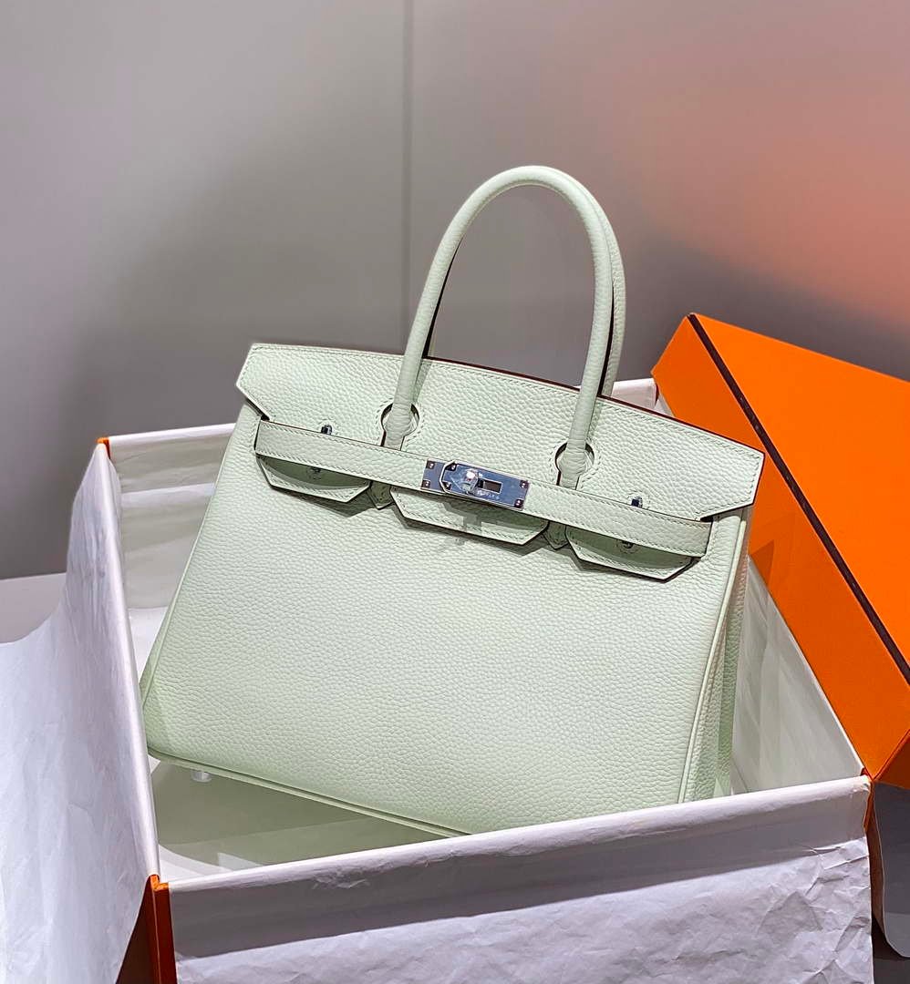 Hermes Birkin Designer Tote Bag Togo Leather 28565 bubble green
