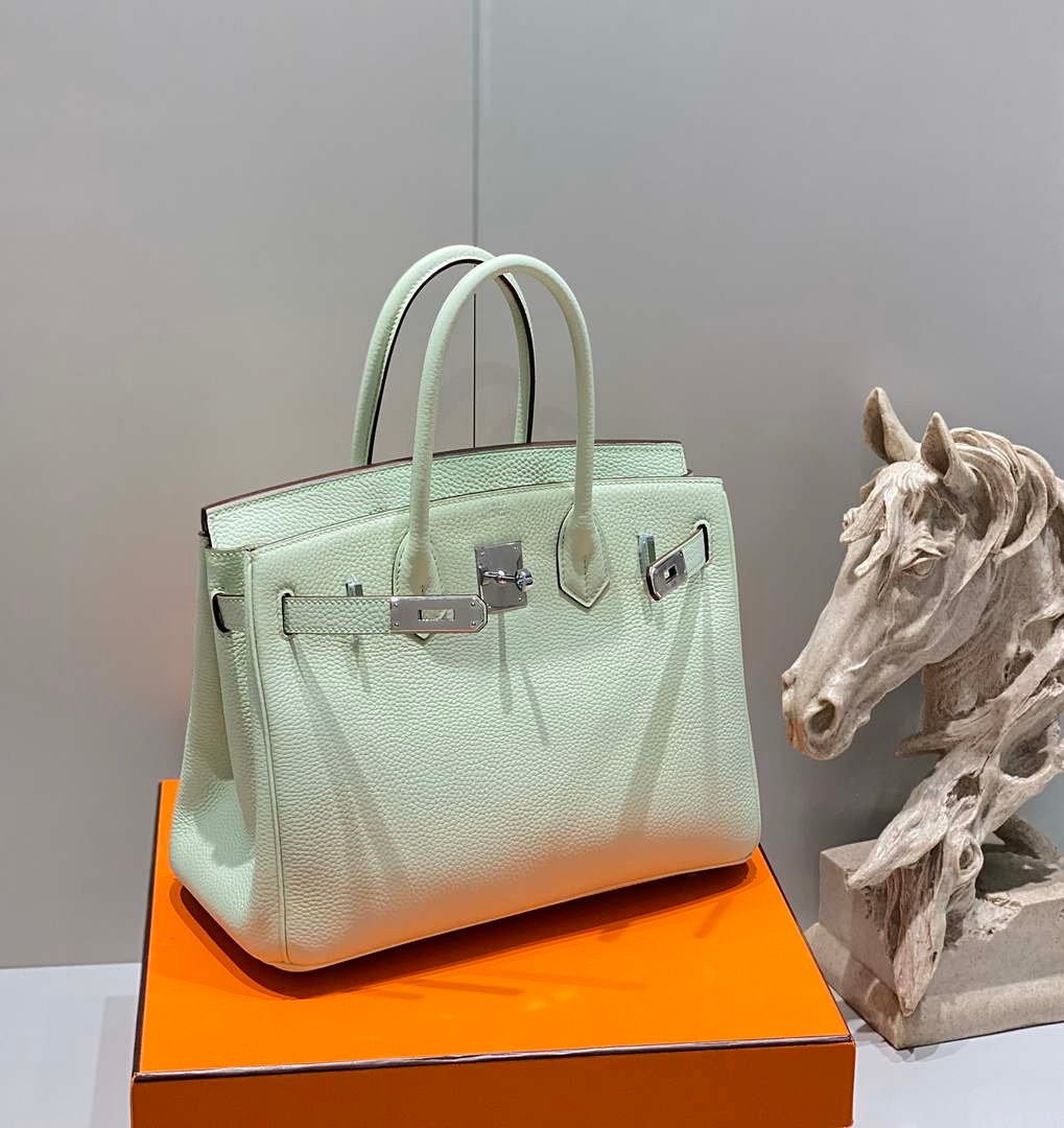 Hermes Birkin Designer Tote Bag Togo Leather 28565 bubble green