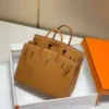 Hermes Birkin Designer Tote Bag Epsom Leather 28371 Golden brown