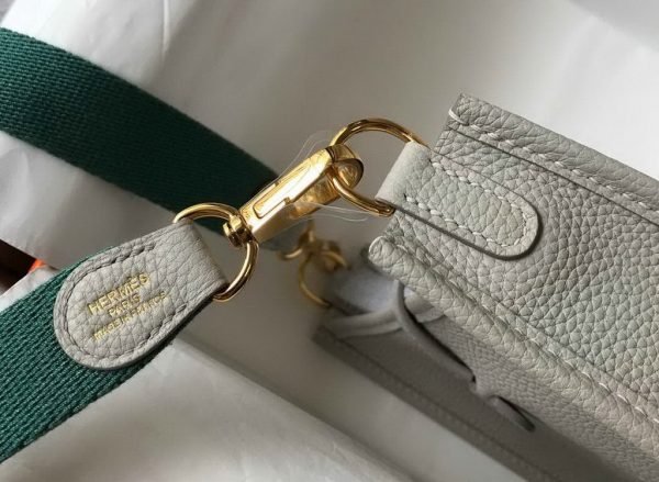 Replica Hermes Evelyne Bag Designer Hermes Mini Crossbody Bag 20388 Gold Buckle Light Gray